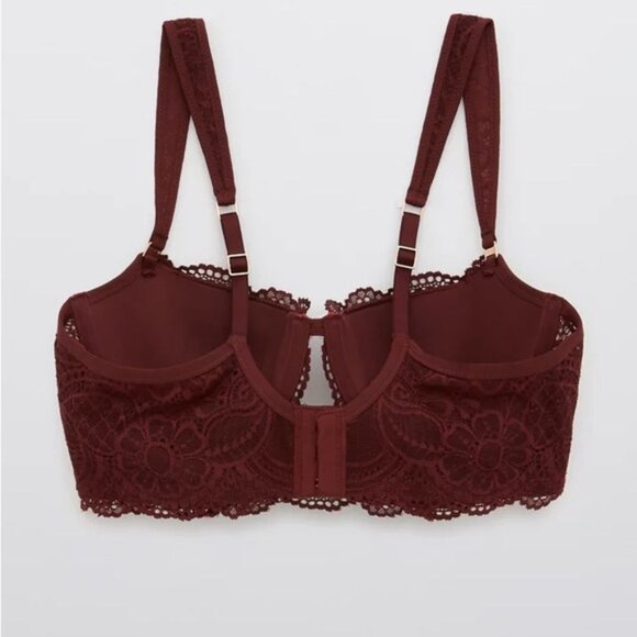 Aerie 34C Bra Lace Sexy Real Power Balconette Feminine 34 C Light Lined Romantic - Picture 4 of 16